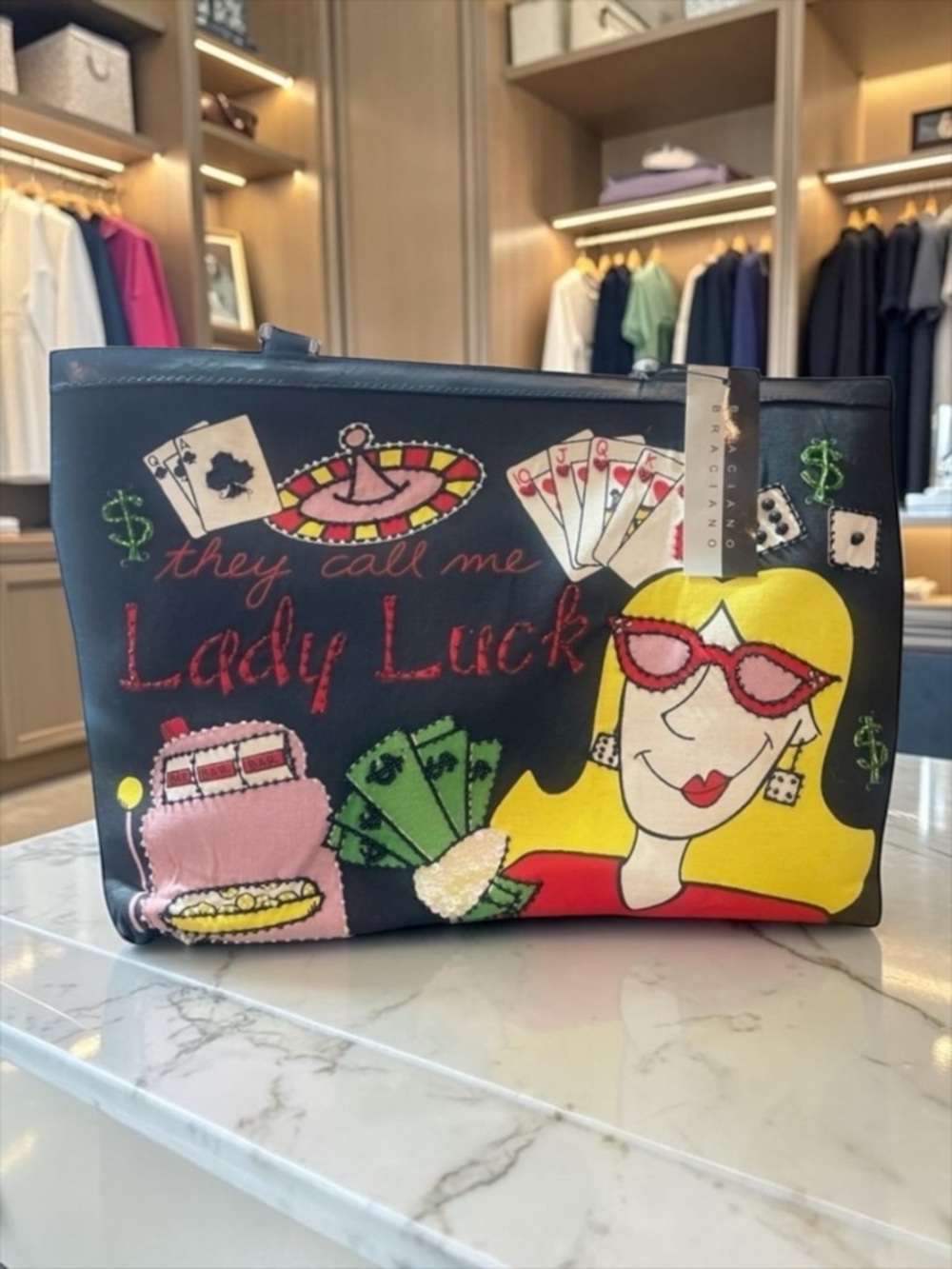 Vintage BRACIANO leather with sequins authentic quiet luxury, limited addition‌